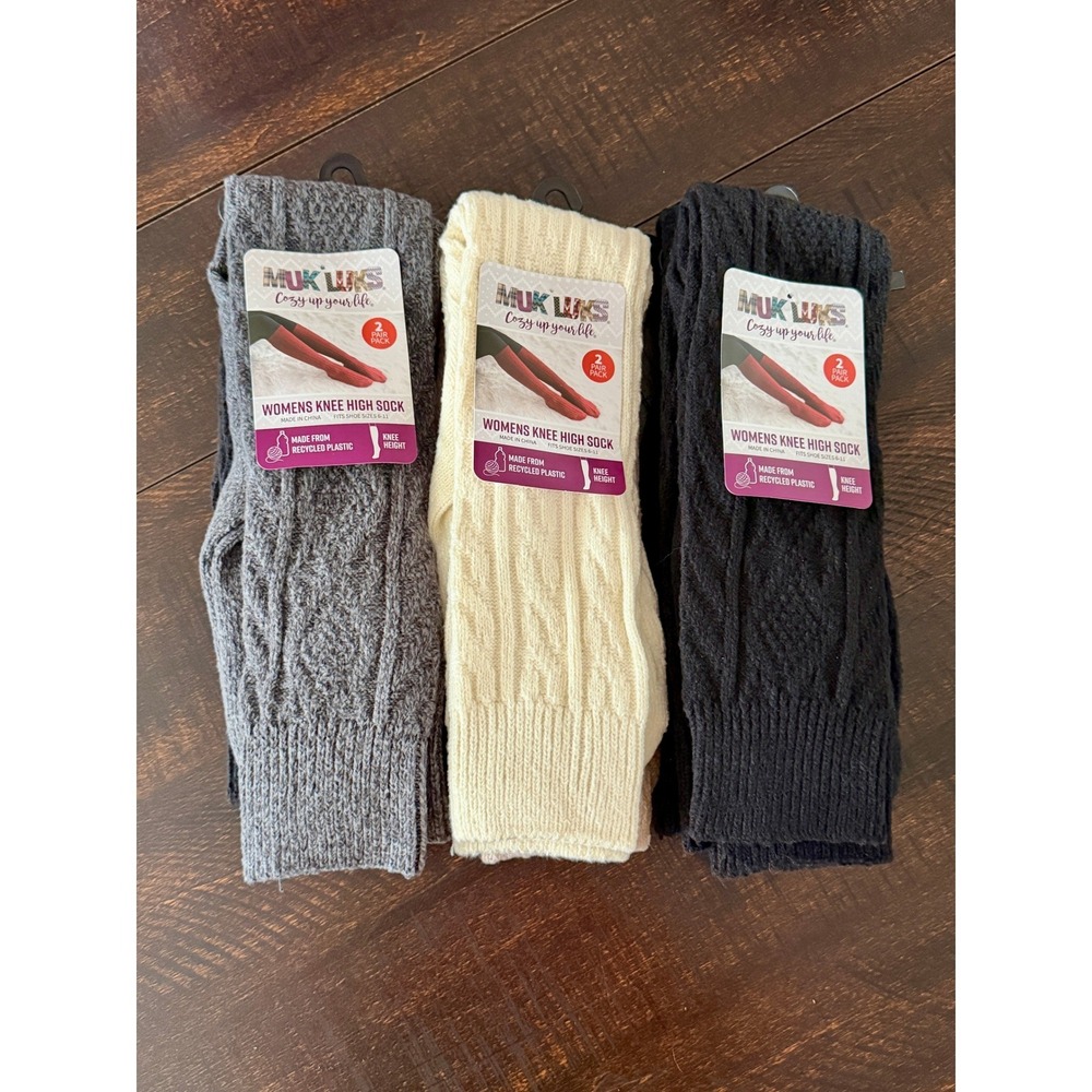 NWT Muk Luks Women's‎ Knee-High Socks – Bundle of 6 (3 Packs)
